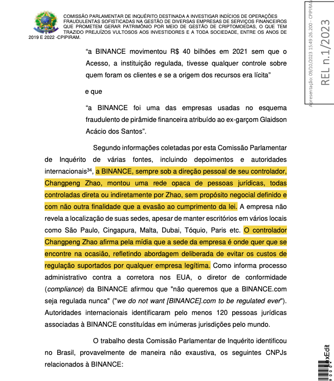 Brazil’s Congress puts Binance CEO CZ in crosshairs for indictment