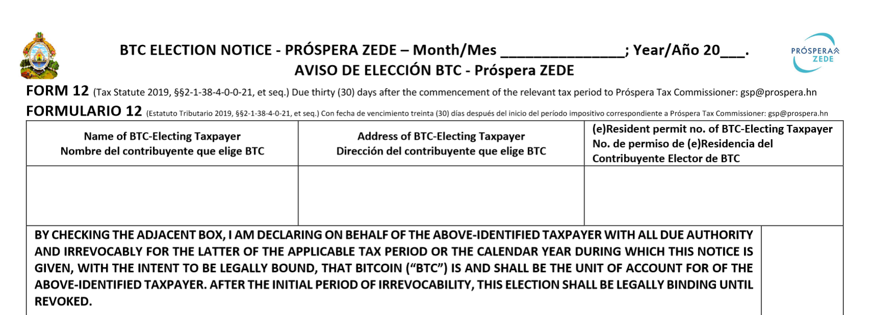 Honduras special zone officially recognizes Bitcoin as a unit of account