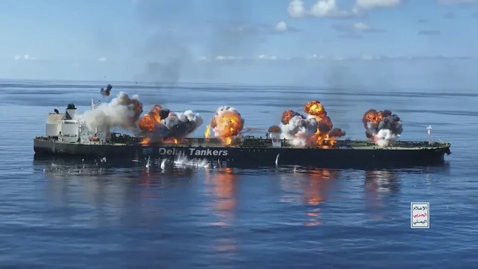 Houthi video shows the Yemeni rebels planted bombs on tanker now threatening Red Sea oil spill