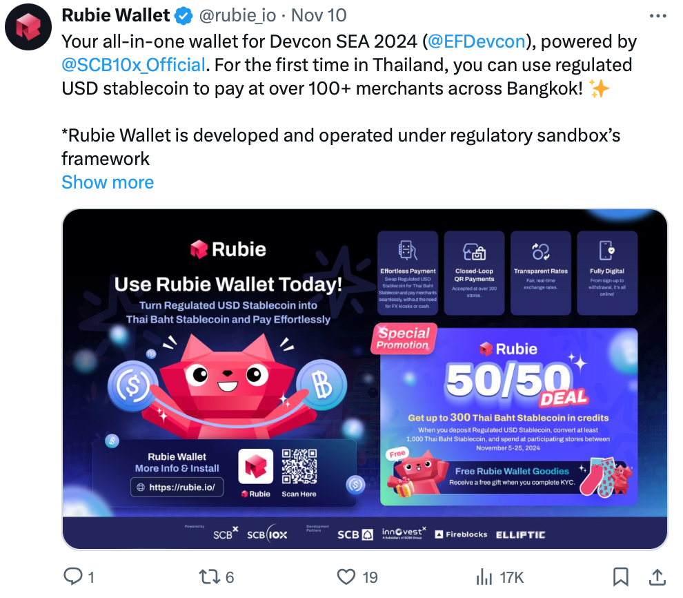 SCB 10X debuts Rubie Wallet with Thai baht and US dollar stablecoins