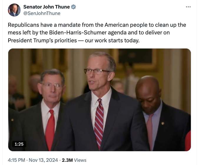 Crypto community hopeful about new Senate leader John Thune