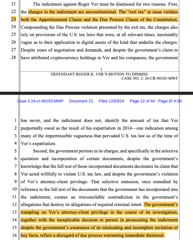 Roger Ver moves to dismiss US tax evasion charges as ‘unconstitutional’