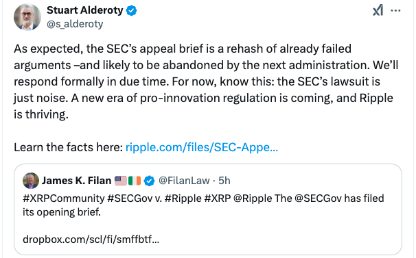 SEC files opening brief in its appeal against Ripple over XRP