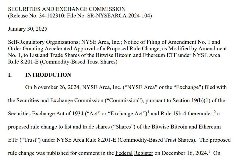 Bitwise’s Bitcoin and Ethereum ETF clears first SEC hurdle